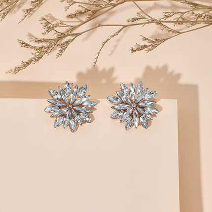 Wholesale Zircon Rhinestone Geometric Flower Earrings