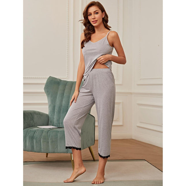 Women's Pajamas Suspenders Swing Collar Homewear Set