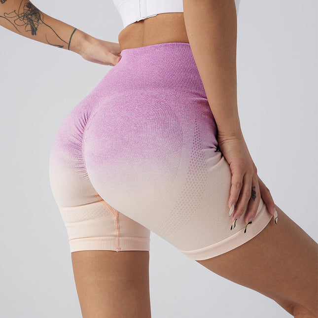 Sport-Yoga-Shorts mit Farbverlauf für Damen mit hoher Taille