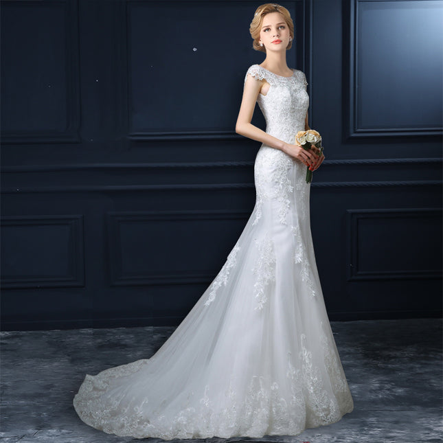 Wholesale Slim Fit Lace Off Shoulder Small Trailing Wedding Dress