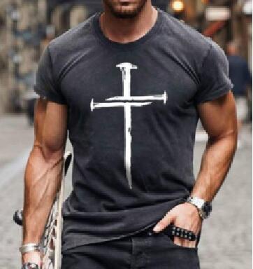Wholesale Men's Summer Cross 3D Digital Printing Short Sleeve T-Shirt