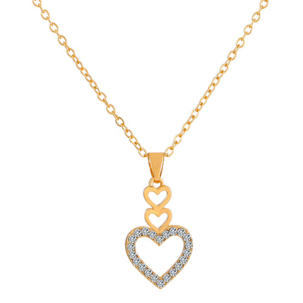 Heart Necklace Rhinestone Heart Shaped Clavicle Chain