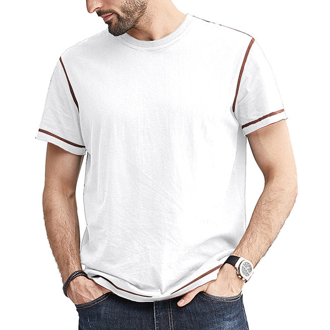 Camiseta de manga corta con cuello redondo y bloques de colores para hombre