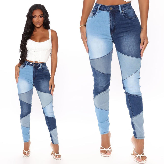 Wholesale Women's High Waist Stretch Casual Stitching Skinny Jeans