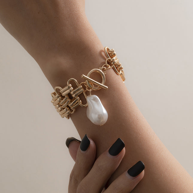 Geometrisches breites Kettenarmband geformtes Perlen-Anhänger-Armband