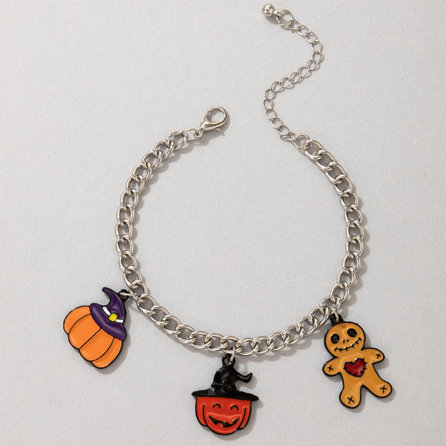 Halloween Fun Wizard Hat Jack-o-lantern Horror Ghost Doll Single Layer Bracelet