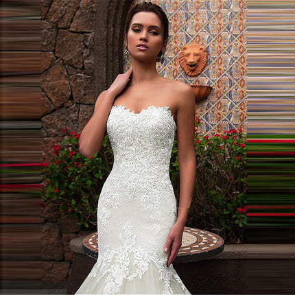 Großhandelsbraut einfaches Endstück-Meerjungfrau-Hochzeits-Kleid