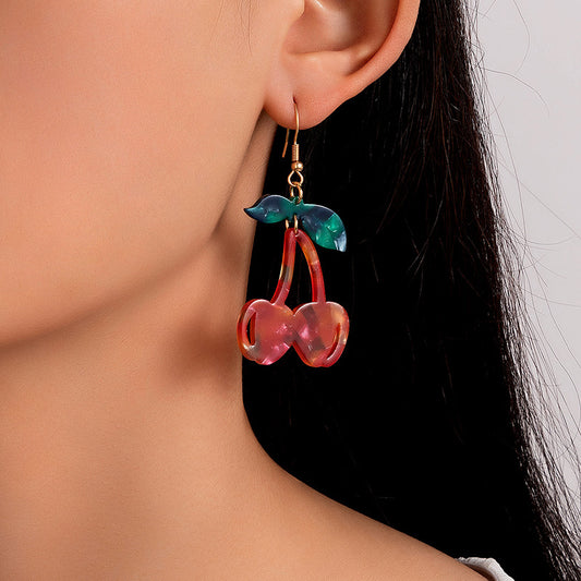 Wholesale Resin Coconut Geometric Irregular Cherry Earrings