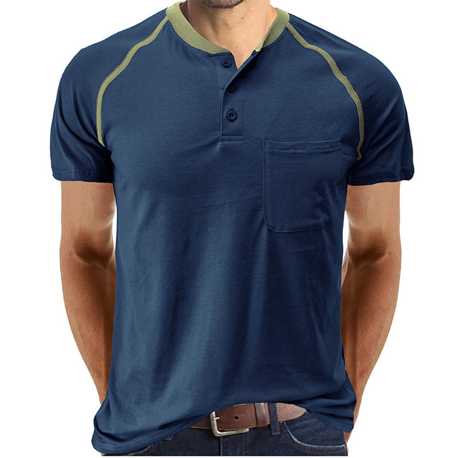 Wholesale Men's Summer Casual Colorblock Short Sleeve T-Shirt