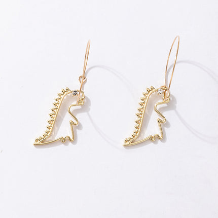 Wholesale Fashion Gold Rhinestone Dinosaur Animal Earrings