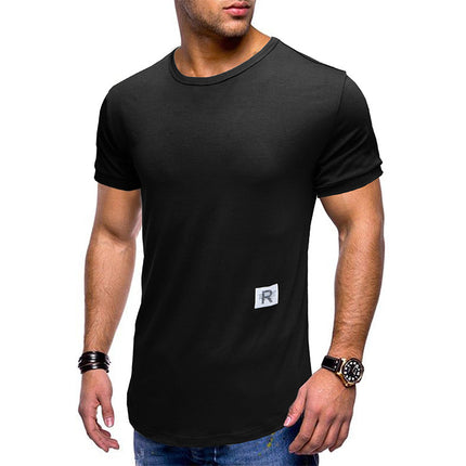 Einfarbiges Kurzarm-T-Shirt für Herren mit Rundhalsausschnitt für den Sommer