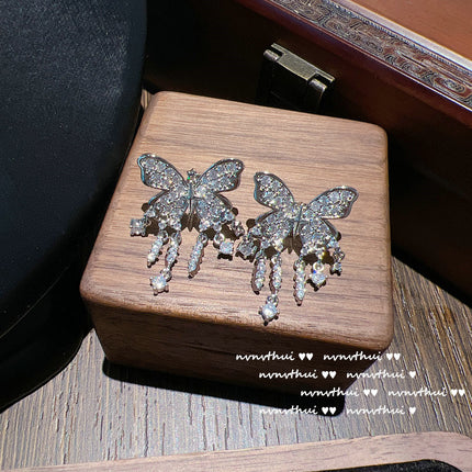 Butterfly Stone Earrings Plated 18K Gold Water Drop Zircon Bracelet