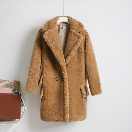 Wholesale Ladies Winter Fashion Mid Length Grain Fleece Coat
