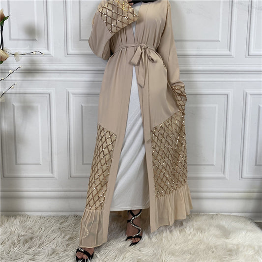 Sequin Embroidered Robe Dubai Ladies Chiffon Cardigan Kimono