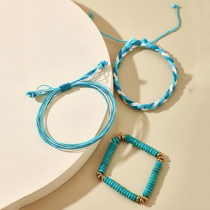 Wholesale Fashion Simple Alloy Beaded Hand Woven Three-Piece Bracelet