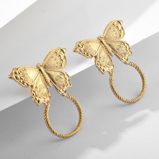 Butterfly Geometric Animal Hoop Stud Earrings