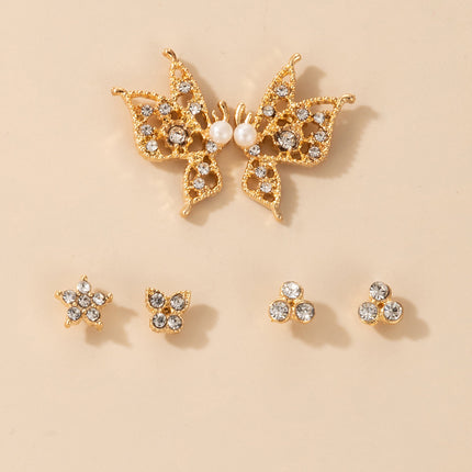Wholesale Butterfly Rhinestone Stud Earrings Set