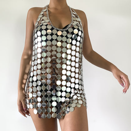 Sexy Sequin Bikini Tassel Dress Chain Hollow Metal Body Chain