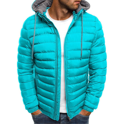 Wholesale Men's Casual Short Warm Hooded Padded Jacket