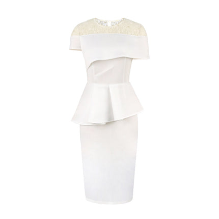 Wholesale Plus Size Ladies Lace Stitching Falbala Wrap Hip Dress