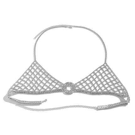 Rhinestone Mesh Bikini Chest Chain Claw Chain Body Chain