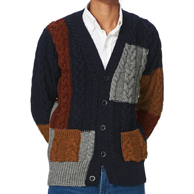 Wholesale Men's Fall Winter V Neck Long Sleeve Cardigan Sweater Jacket