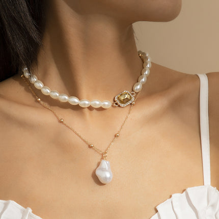 Wholesale Baroque Pearl Necklace Rhinestone Necklace