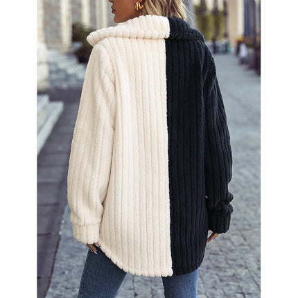 Wholesale Women's Lapel Long Sleeve Double Fleece Casual Coat