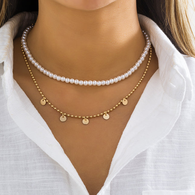 Großhandelsreis-Perlen-Halsketten-gesetzte Korn-Ketten-Pailletten-Halskette