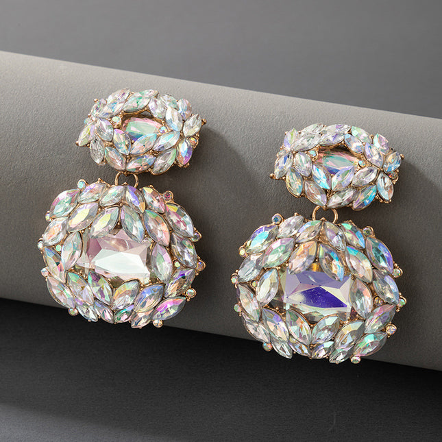 Colored Rhinestone Irregular Gemstone Earrings