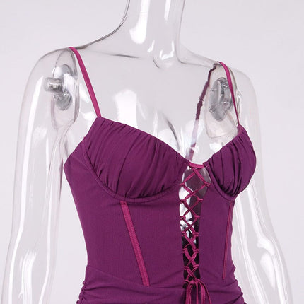 Summer Women's Bag Hip Backless Hollow Strap Suspender Dress