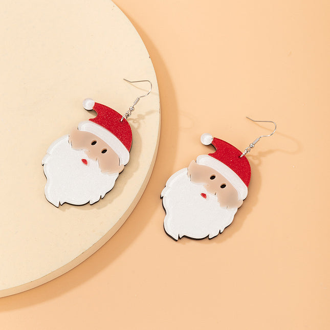 Pendientes de Papá Noel de dibujos animados lindo brillo de resina de Navidad