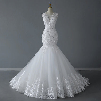 Sexy Tail Bride Französisches Retro-Meerjungfrau-Licht-Hochzeitskleid
