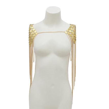 Tassel Shoulder Sequin U Shape Necklace Body Chain