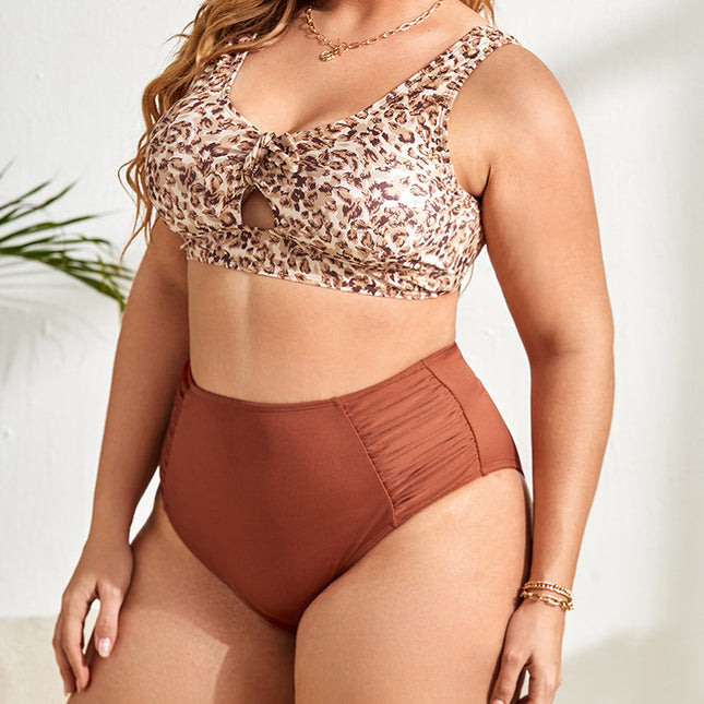 Wholesale Women's Plus Size Print Sexy Bikini High Waist Split Swimsuit