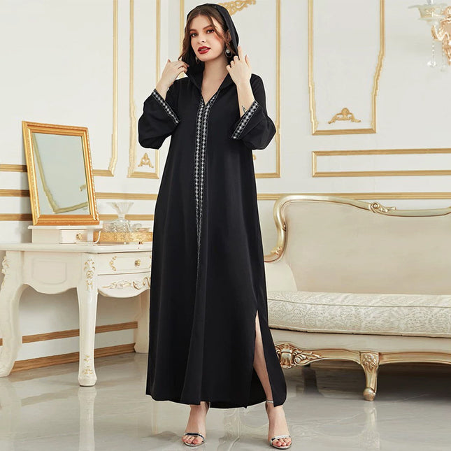 Wholesale Dubai Middle Eastern Muslim Women's Hooded Abaya Dress