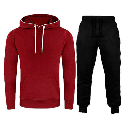Wholesale Men's Fall Winter Hooded Hoodie With Pocket Joggers Two Piece Set