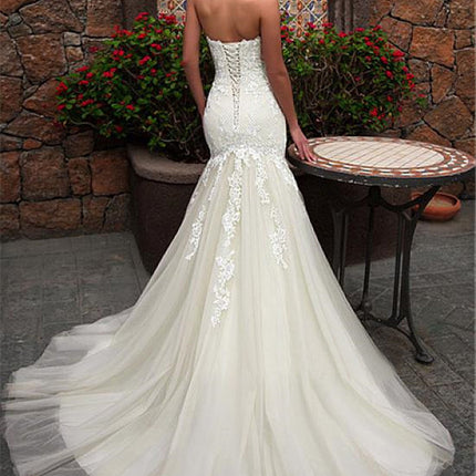 Großhandelsbraut einfaches Endstück-Meerjungfrau-Hochzeits-Kleid