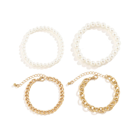 Wholesale Simple Metal Pearl Bracelet Set