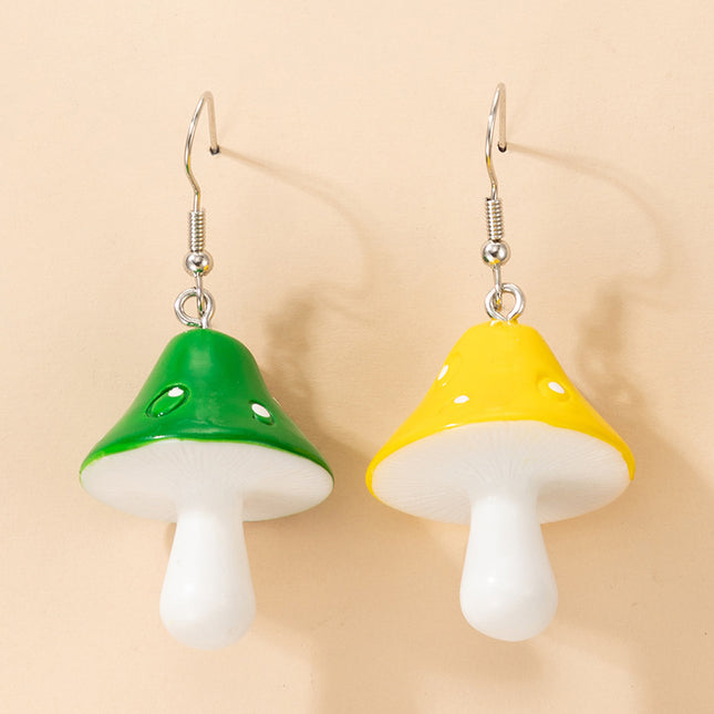 Wholesale Fashion Colorful Mushroom Painted Earhook Earrings