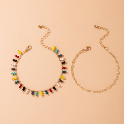 Wholesale Fashion Colorful Rice Bead Beaded Double Layer Anklet