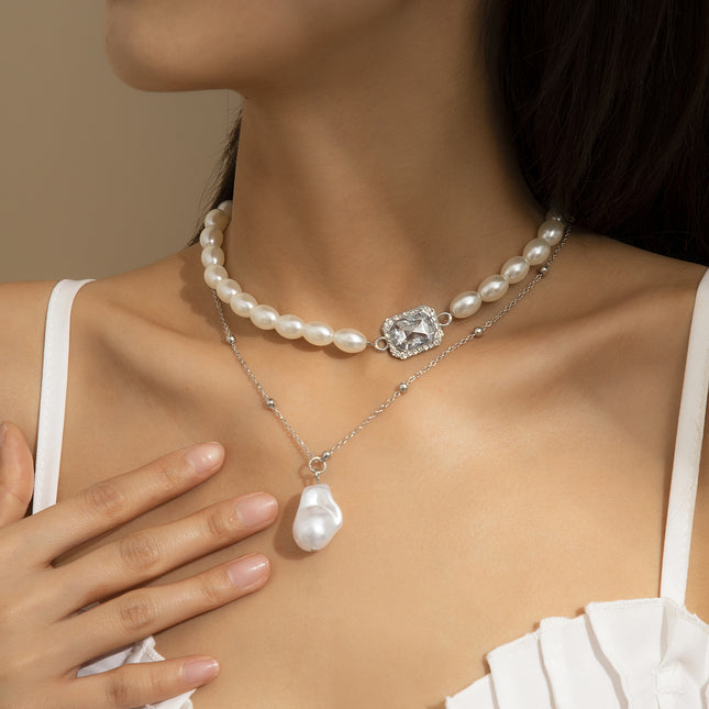 Großhandel barocke Perlenkette Strass Halskette