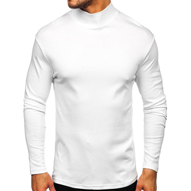 Wholesale Men's Turtleneck Thin Fleece Winter Fleece Long Sleeve T-Shirt