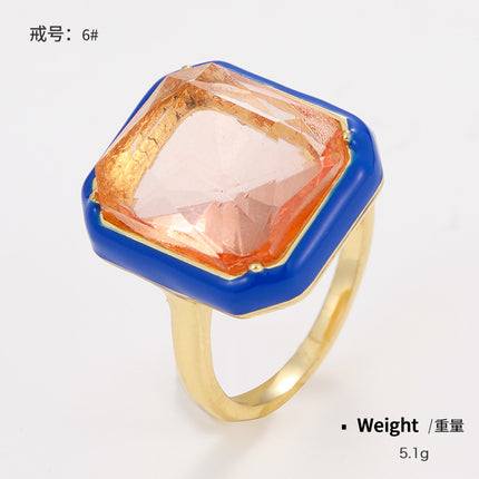 Wholesale Gold Inlaid Oil Drip Effect Geometric Ring