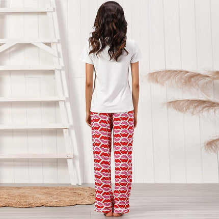 Ladies Homewear Suit Summer Short Sleeve Trousers Pajamas