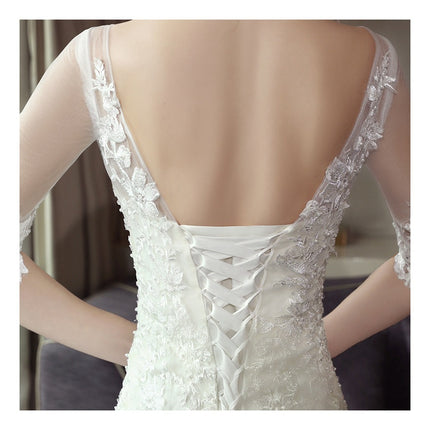 Wholesale Off-shoulder Slim Fishtail Waist Bride Trailing Tail Wdding Dress