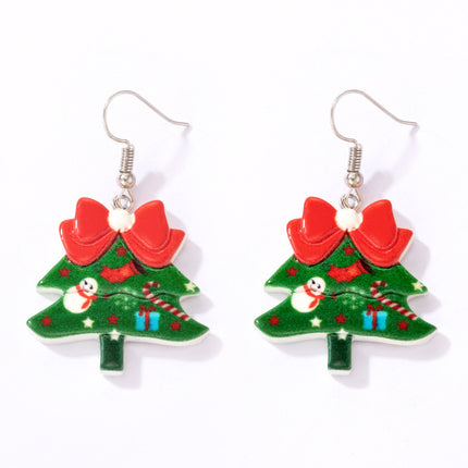 Santa's Oil Drop Ear Hook Asymmetric Christmas Tree Cartoon Earrings