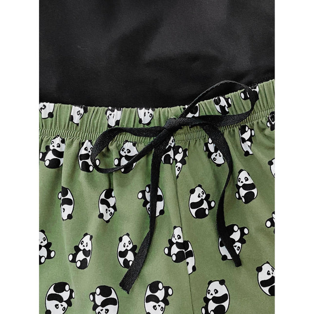 Bedruckter Kurzarm-Shorts-Pyjama für Damen, zweiteiliges Set