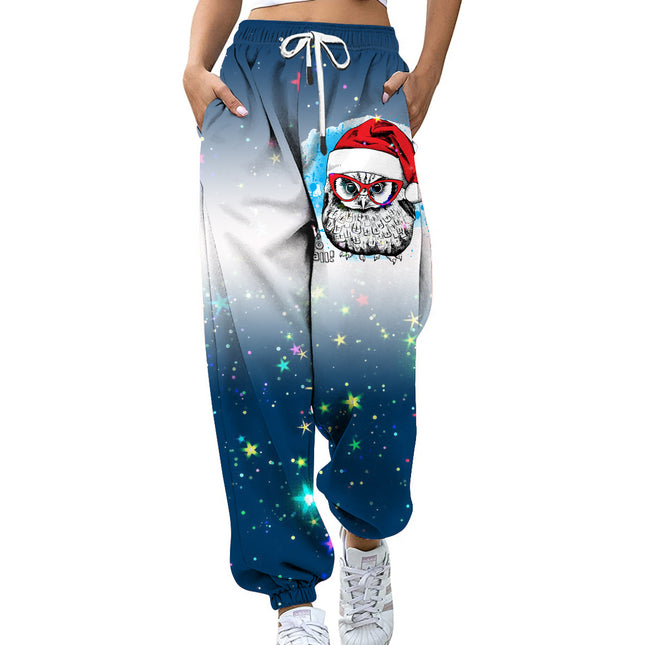 Pantalones de chándal para mujer Pantalones estampados en 3D Joggers casuales de Navidad
