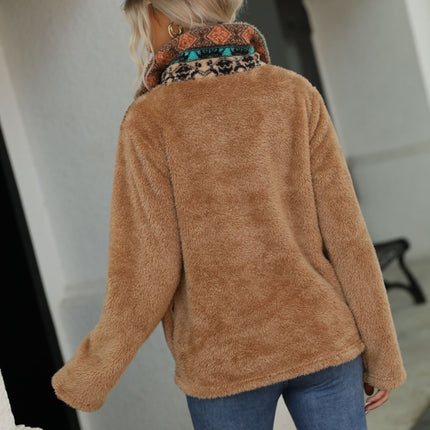 Damen-Fleece-Pullover, bedruckter Rundhals-Langarm-Hoodie